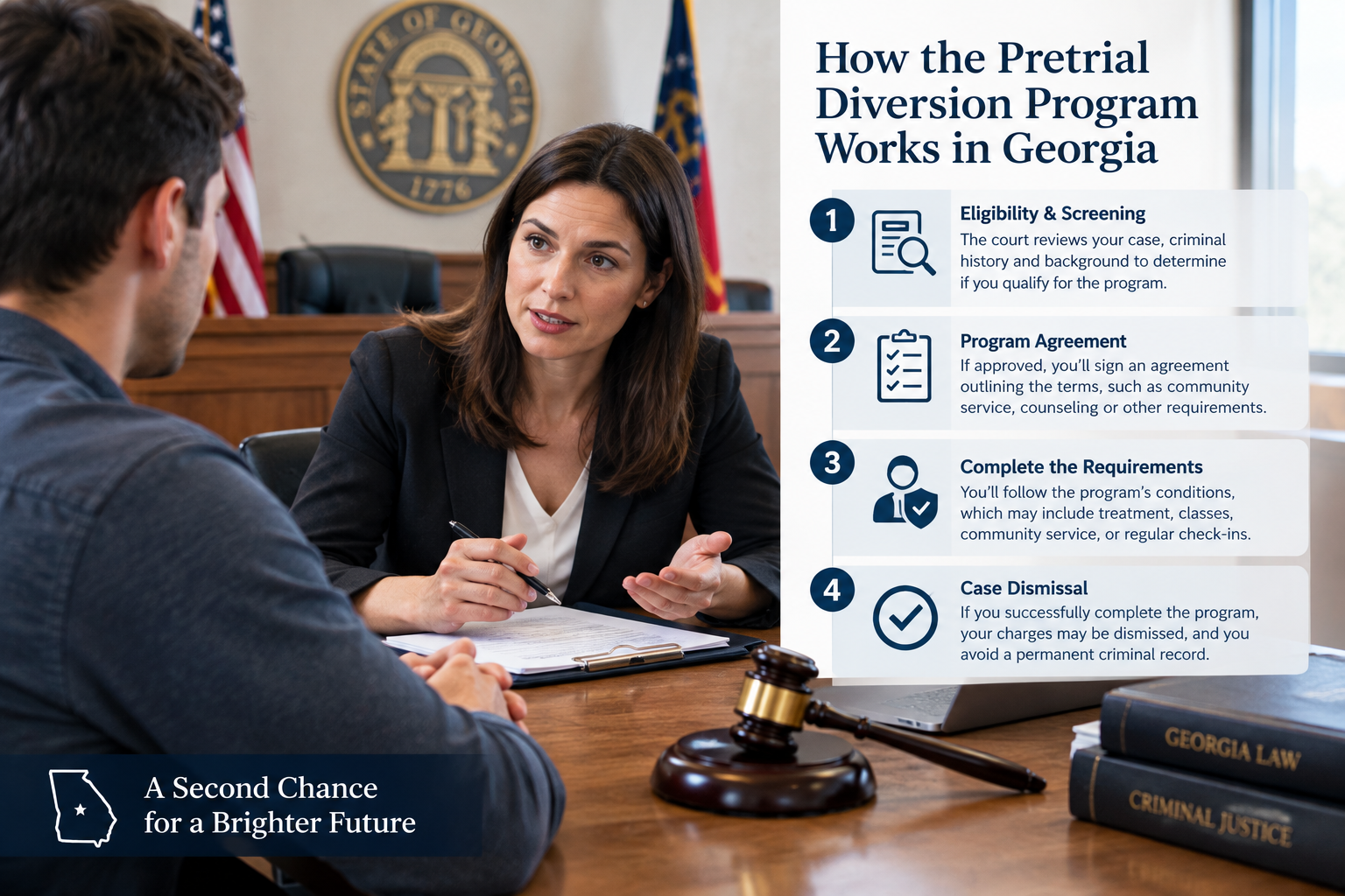 How the Pretrial Diversion Program in Georgia Works: Eligibility, Steps, Costs, and Results